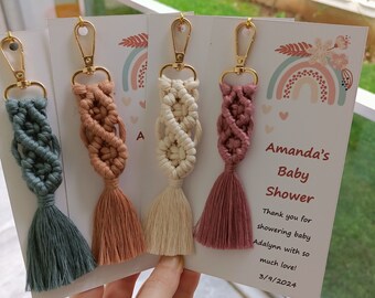 Llaveros de macramé personalizados para sus invitados para regalos de boda, despedida de soltera, compromiso y dama de honor; Regalos para Baby Shower, Cumpleaños y Bautismo