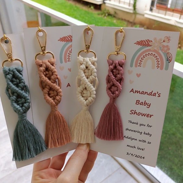 Custom Macrame Keychains For your guest for Wedding, Bridal Shower,Engagement and Bridesmaid gifts ; Baby Shower, Birthday and Baptism gifts