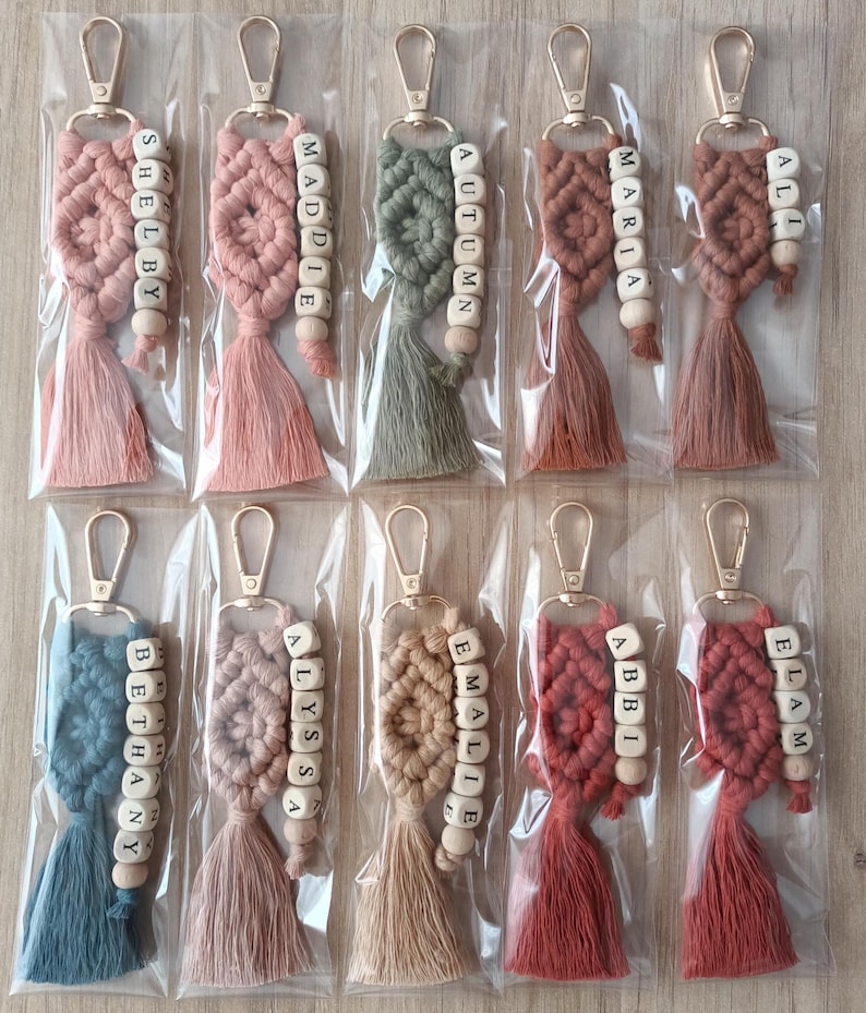 Macrame Keychain,Macrame Name Keychain, Personalized Name Keychain , Macrame Custom Name Keychain for Bridesmaids,  Bridesmaid gift , Bridal Shower Favors, Bridesmaid Proposal, Matron of Honor Gifts , Bachelorette Gifts, Bridal Shower Gifts, Maid of Honor Gift, Be my Bridesmaid Gifts, Church Gifts, Wedding Favors, Maid of Honor Gifts, Tie the Knot Gifts, Gift for Her, Gift For Friends, Macrame Name keychain, Bridesmaid Favors, Mothers day gifts, womans day gift, valentines day gift, gift for mom