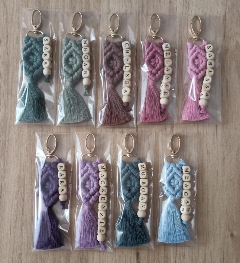 Macrame Keychain,Macrame Name Keychain, Personalized Name Keychain , Macrame Custom Name Keychain for Bridesmaids,  Bridesmaid gift , Bridal Shower Favors, Bridesmaid Proposal, Matron of Honor Gifts , Bachelorette Gifts, Bridal Shower Gifts, Maid of Honor Gift, Be my Bridesmaid Gifts, Church Gifts, Wedding Favors, Maid of Honor Gifts, Tie the Knot Gifts, Gift for Her, Gift For Friends, Macrame Name keychain, Bridesmaid Favors, mothers day gifts, gift for mother, womens day gifts, gift for women