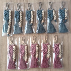 Customizable Macrame Name Keychain with a lots color options. 44 different rope colors and 10 different hook types, Perfect gift ideas for friends and family. 
Macrame Name Keyring, Macrame Wedding favors, Bridesmaid Proposals, will you be my bridesmaids, maid of honor gift, matron of honor gifts
 gifts for her, gifts for friends, christmas gifts for friends and co-workers, macrame bag charm, birthday gifts ideas, baby shower gifts, teacher appreciation gifts, co-worker gifts