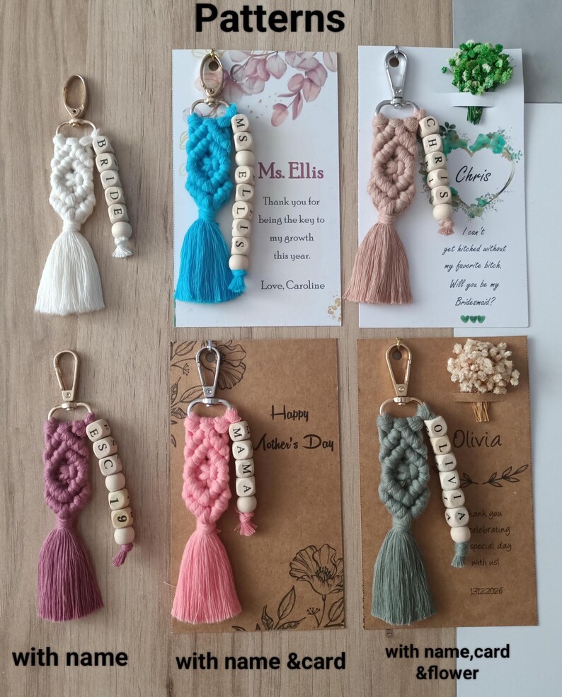 Customizable Macrame Name Keychain, Macrame Name Keychain, Personalized Name Keychain, Macrame Custom Name Keychain for Bridesmaids, Bridesmaid gift, Bridal Shower Favors, Bridesmaid Proposal, Matron of Honor Gifts , Bachelorette Gifts, Bridal Shower Gifts, Maid of Honor Gift, Be my Bridesmaid Gifts, Wedding Favors, Maid of Honor Gifts, Tie the Knot Gifts, Gift for Her, Gift For Friends, Macrame Name keychain, Bridesmaid Favors, Mother's Day Gifts, Gifts for Friends, Teen Gifts