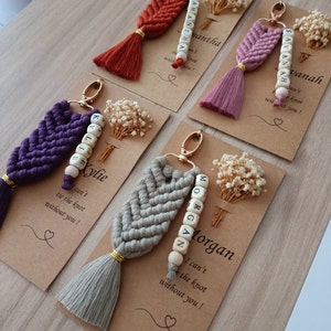 Custom Macrame Keychain: Boho Wedding, Shower, or Baptism Favor