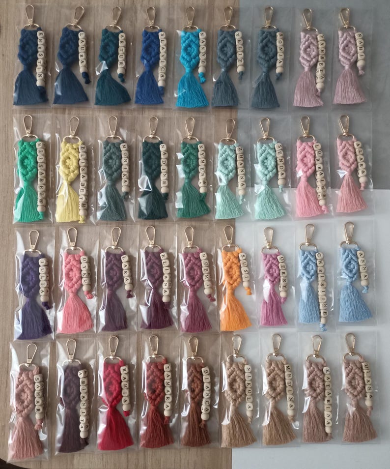 Custom Macrame Name Keychain, Personalized Boho Bag Charm, Macrame Wedding Gifts, Bridesmaid Gift, Handmade Tassel Keyring, Gift for Friends image 17