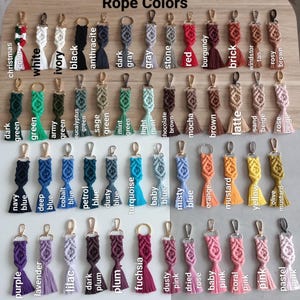 Macrame Name keychain gifts with 50 rope color options and customizable options. Wedding gifts, bridesmaid gifts, bachelorette gifts, bridal shower gifts, Bridal shower favors, engagement gifts, matron of honor gifts, maid of honor gifts, bridesmaid proposal gifts, gifts for friends, handmade keychain gifts, handmade gifts for friends and co-workers, mothers day gifts, gift for her, thoughtful gift, birthday present, gift for bridesmaid, thank you gifts, christmas gifts, stocking stuffers