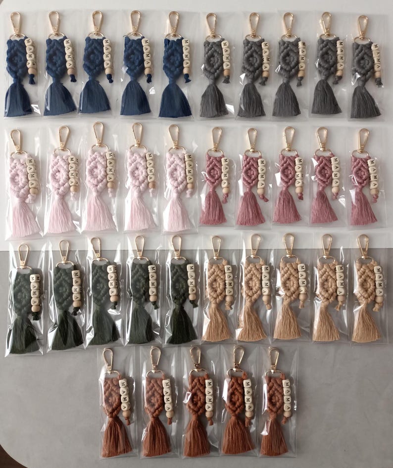 Macrame Name Keyring, Handcrafted Macrame Gifts for Coworkers, Macrame Keychain with wooden name, Gifts for friends, tassel keychain, gifts for her, gifts for him, Bridesmaid Gifts, Maid of Honor Gift, Matron of honor gifts, birthday party favors, personalized name keychain, macrame keychain, name keychain, custom keyring, boho keychain, bridesmaid gift, gift for her, handmade gift, custom name gift, tassel keychain, baby shower gift, teacher gift, gift for friend