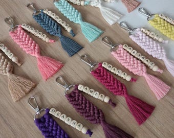 Personalized Macrame Name Keychain, Custom Name Keyring, Handmade Wedding Favors, Bridesmaid Proposal Gifts, Gift for Friends