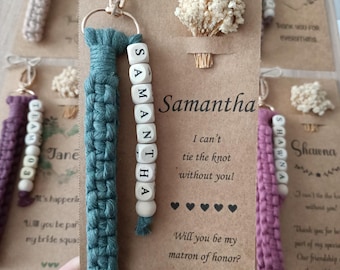 Custom Macrame Wristlet Keychain with or without card, Spiral or Square Knotted Wristlet Keychain, Bracelet Keychain, Bridesmaid Gift
