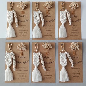 Macrame Name Keychain, Personalized Macrame Name Keychain, Macrame Custom Name Keychain for Bridesmaids,Macrame Bridesmaids gifts, Bridesmaid gift, Bridal Shower Favors, Bridesmaid Proposal, Matron of Honor Gift, Boho Name keychain, Wooden Name Keychain, Name Keychain, Bachelorette Gifts, Bridal Shower Gifts, Tie the Knot Gifts, Will you be my Bridesmaid Gifts, Maid of Honor Gifts, Flower Girl Gifts, Junior Maid of Honor Gifts, Gifts for friends, Easter Gifts, mothers day gifts,