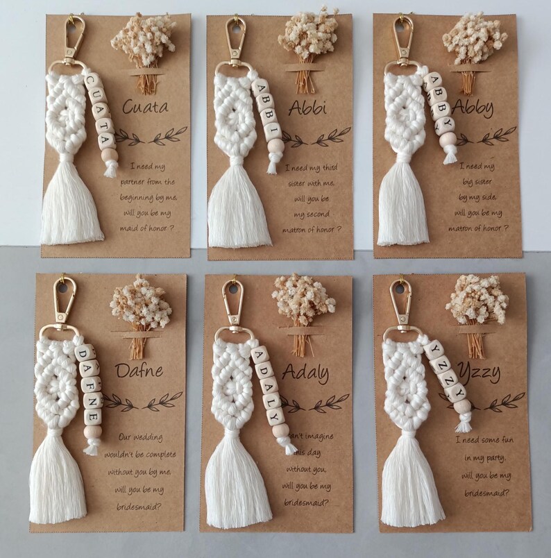 Macrame Name Keychain, Personalized Macrame Name Keychain, Macrame Custom Name Keychain for Bridesmaids,Macrame Bridesmaids gifts, Bridesmaid gift, Bridal Shower Favors, Bridesmaid Proposal, Matron of Honor Gift, Boho Name keychain, Wooden Name Keychain, Name Keychain, Bachelorette Gifts, Bridal Shower Gifts, Tie the Knot Gifts, Will you be my Bridesmaid Gifts, Maid of Honor Gifts, Flower Girl Gifts, Junior Maid of Honor Gifts, Gifts for friends, Easter Gifts, mothers day gifts,