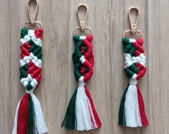 Custom Macrame Keychain, Handmade Cotton Key Fob, 3 Styles, 49 Colors, 10 Hooks