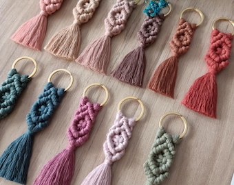 Boho Macrame Keychain, Colorful Tassel Keyring, Macrame Favors in Bulk, Bag or Purse Charm, Wedding Favors, Handmade Gifts for Bridal Shower