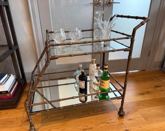 Bar Cart, faux Bamboo, solid cast bronze.
