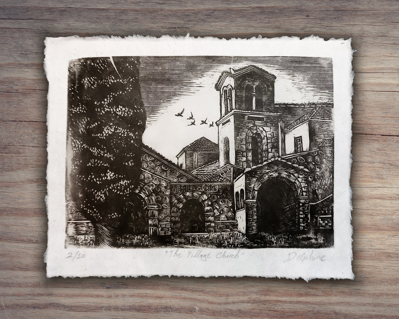 Original Wood Engraving Print the Village Church - Etsy