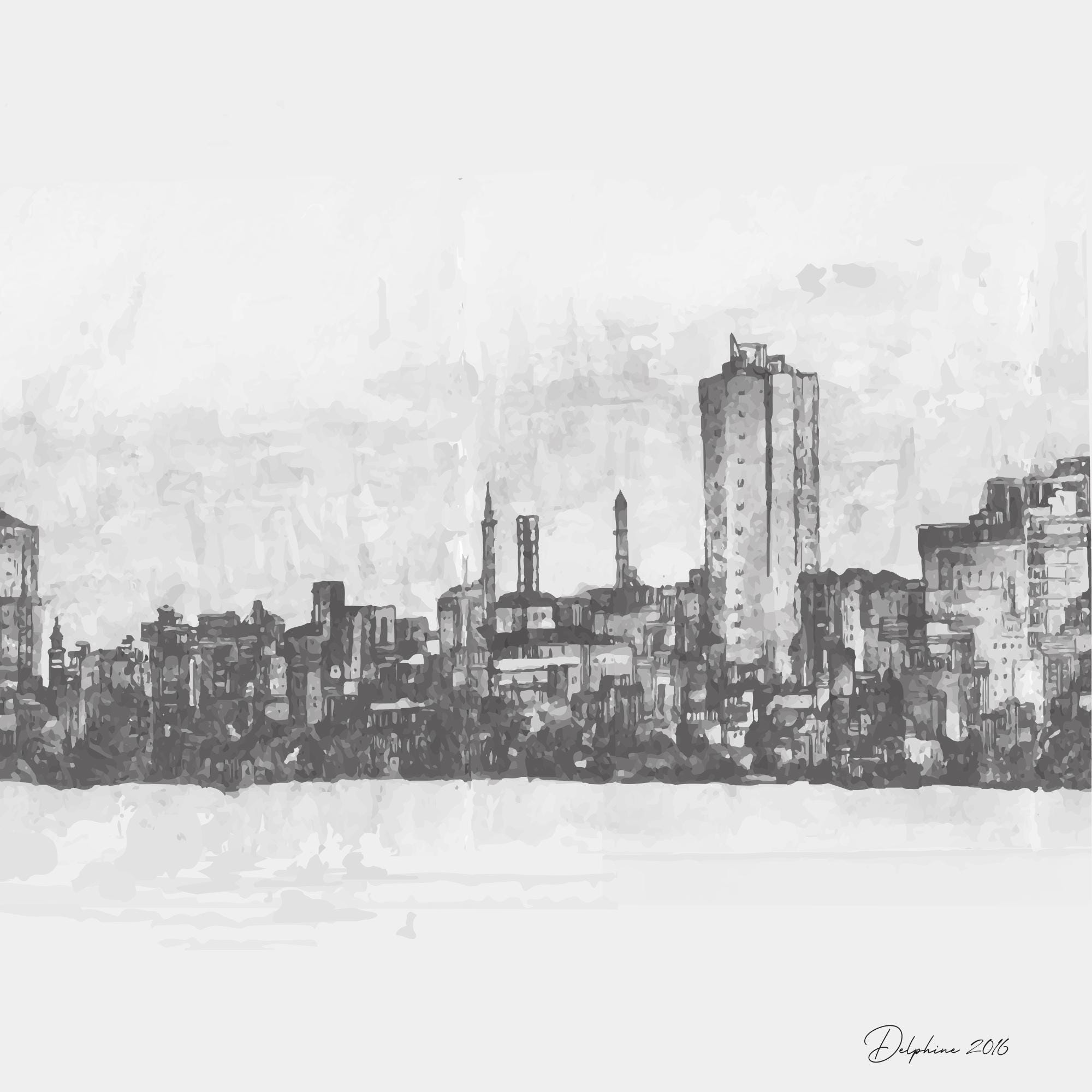 Gaza Drawing Gaza Skyline Ink Drawing Art Print | Palestine City Horizontal ...