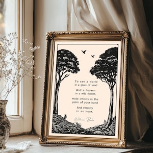William Blake Quote Print: Woodcut Style Poetry Art (Digital Download)
