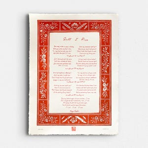 Impressão de poema personalizado – Arte de caligrafia personalizada com moldura de madeira – Vermelha ou preta – Poema manuscrito, citação, carta