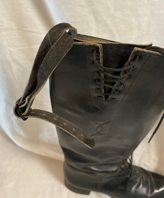 Vintage black leather equestrian English pull on … - image 6