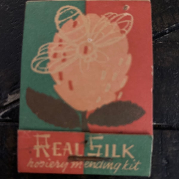 Real Silk hosiery mending kit matchbook  1930's