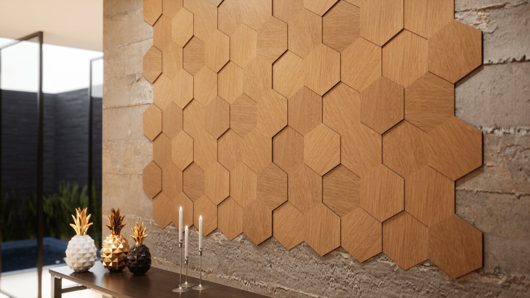 Wooden Wood Hexagon for Wall Decoration 3D Wall Panels Easy to Install Etsy