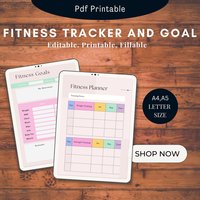 Fitness Planner Printable Pdf Printable Planner Wellness PDF A4, A5 and