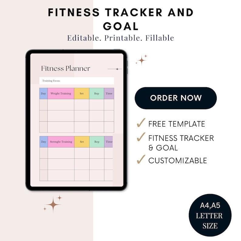 Fitness Planner Printable Pdf Printable Planner Wellness PDF A4, A5 and