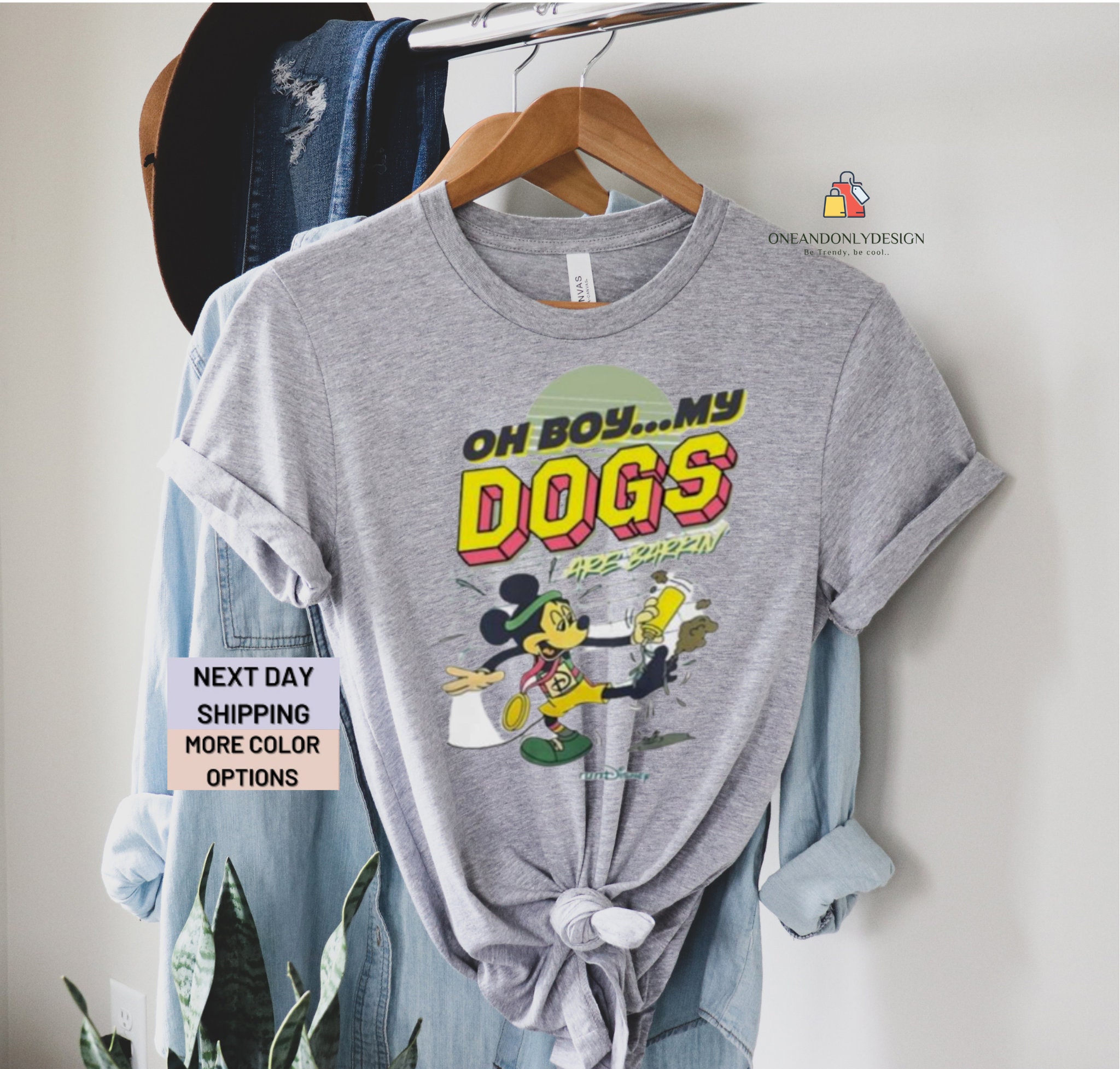 Mickey Oh Boy My Dogs Are Barking Shirt, Mickey Funny Unisex Tee