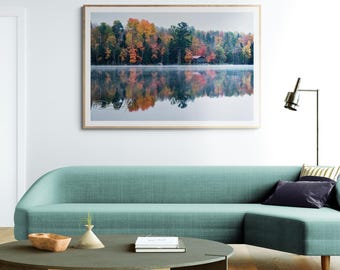 Adirondack Lake Cabin in Autumn Fine Art Print