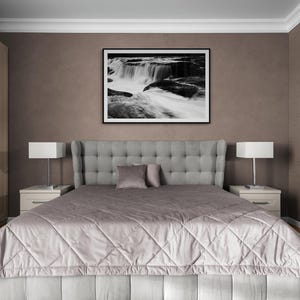 View of West Virginia Waterfalls Autumn Landscape Black and White Photography Print 4 of 4