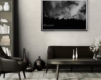 Adirondack Stargazing Sky Black and White Photo