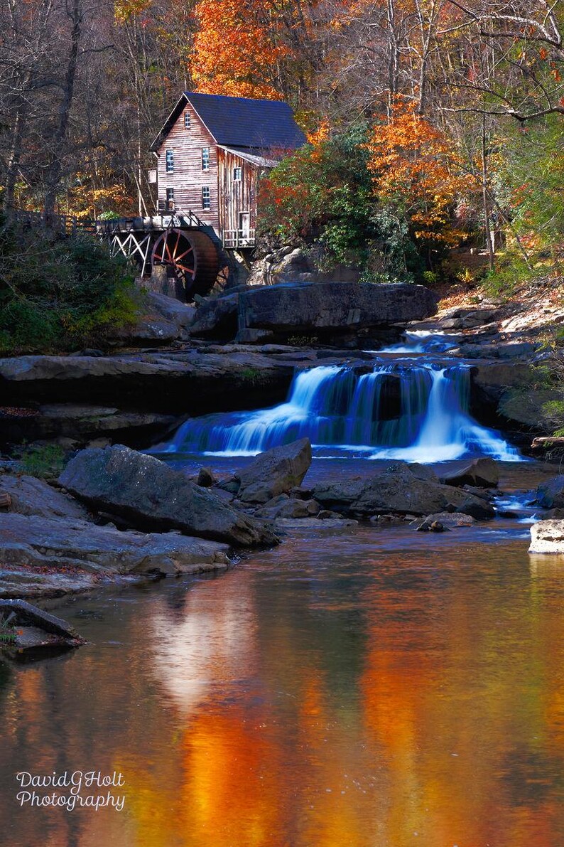 Rural Back Country Grist Mill and Waterfall West Virginia Color Autumn ...