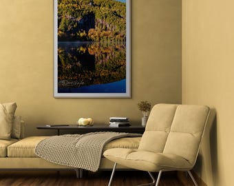 Golden Autumn Mountain Lake Reflection Photo
