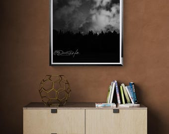 Vertical Night Sky Stars Black and White Print