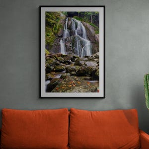 Ethereal Hidden New England Waterfall in Warm Autumn Colors Photography Print 1 of 3