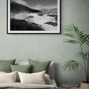 View of West Virginia Waterfalls Autumn Landscape Black and White Photography Print 3 of 4