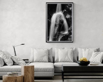 Cascading Adirondack Waterfall Black and White Print