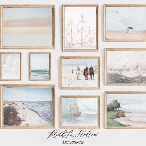 Coastal Art Print Set Sea Beach Gallery Wall Digital Art Etsy