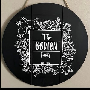 Logotipo personalizado de la puerta de la familia, Decoración de la puerta principal, Decoración del hogar, Arte personalizado, Colgador de la puerta del apellido, Letrero de bienvenida, Signo del apellido
