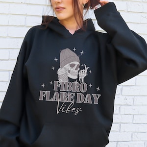 Fibromyalgia Hoodies Fibro Flare Day Skeleton Hoodie Hidden Disability Invisible Illness  Autoimmune Hoodie Chronically Ill Hoodie in Black.