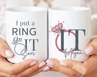 Personalized Engagement Mug Set: Funny Couple Gift