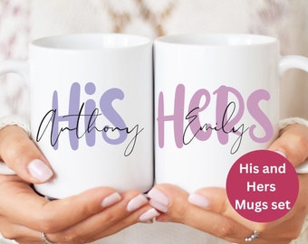 Personalisierte His and Hers Paare Geschenkbecher Set. Hochzeitsgeschenk Geschenk Jahrestag Paar gesetzt, Valentines Paare sein Hers Set. Verlobungsgeschenk.