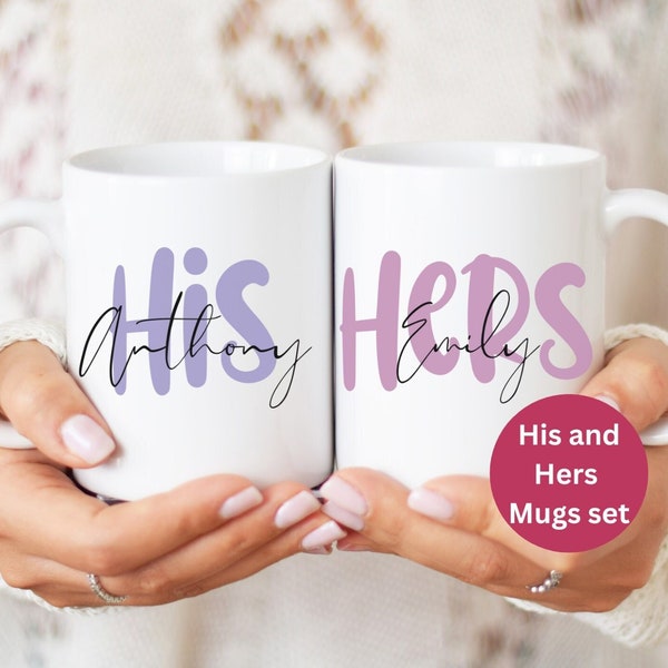 Personalised His and Hers couples gift mugs set. Wedding gift Anniversary gift couple set, Valentines couples his hers set. Engagement gift.