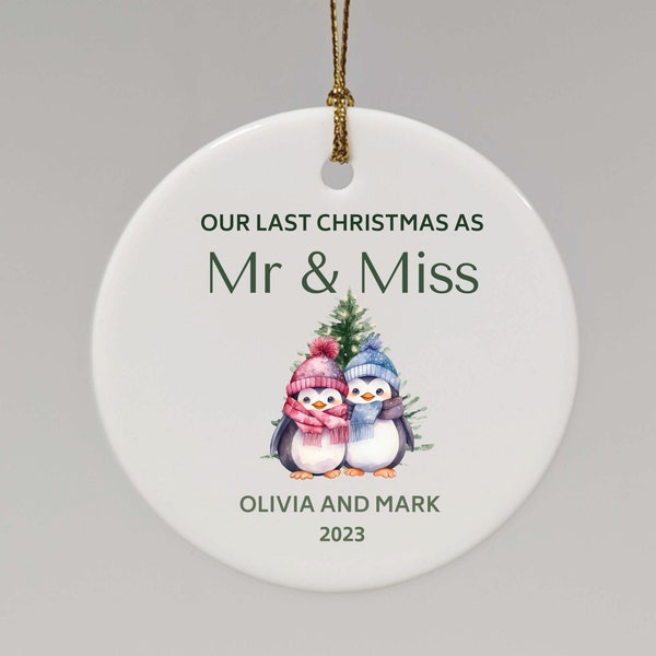 Our last Christmas as Mr and Miss tree ornament. Last Christmas engaged. Cute engaged to be wed couple Stocking filler. Stocking stuffer.