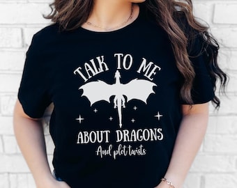 Maglietta con drago e colpi di scena, regalo per gli amanti del fantasy, maglietta con drago e colpi di scena, regalo per i lettori di fantasy, maglietta ...