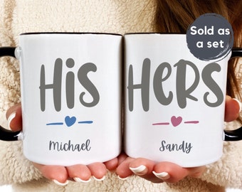 Personalised His and Hers gift mugs. Couples mug set. Anniversary mug set, engagement gift for a couple. Wedding gift. Housewarming mug set.