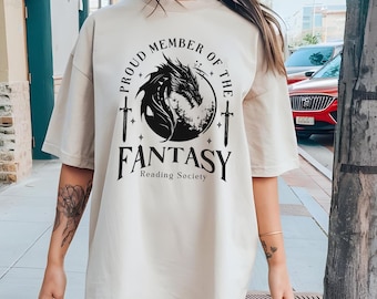 Camiseta de dragón Comfort Colors: Camiseta de lectura de fantasía