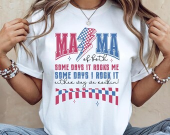 Mama of Both Retro Shirt Mama of both boy and girl Mom t shirt Mothers day t-shirt Mums birthday T Shirt Girl and Boy Mama Mothers Day Gift.