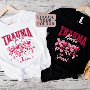 Personalized Trauma Nurse Valentines Oversized Shirt Trauma RN Registered Nurse Custom Name Trauma Unit T-Shirt Trauma Valentines T Shirt.
