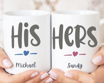 Personalisierte seine und ihre Tassen Geschenk-Set für Paar Geschenk. Sein Freund Freundin Mann Frau Geschenk Tassen. Jubiläumsgeschenk Weihnachten