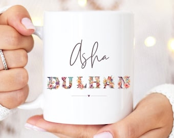 Personalized Dulhan Mug: Floral Indian Bride Gift